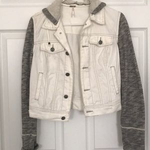 Free People white distressed denim jacket